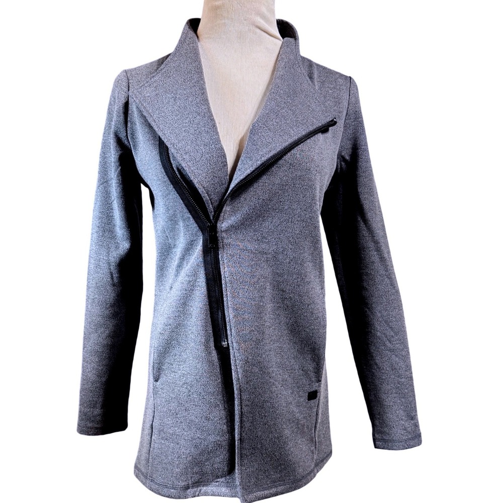 OGIO Jacket Womens Small Asymmetrical Zip Long Line Knit Gry Athleisure Gorpcore